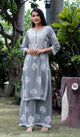 Grey Chikankari Modal Straight Kurta Set - AbirabyBeena