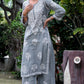 Grey Chikankari Modal Straight Kurta Set - AbirabyBeena