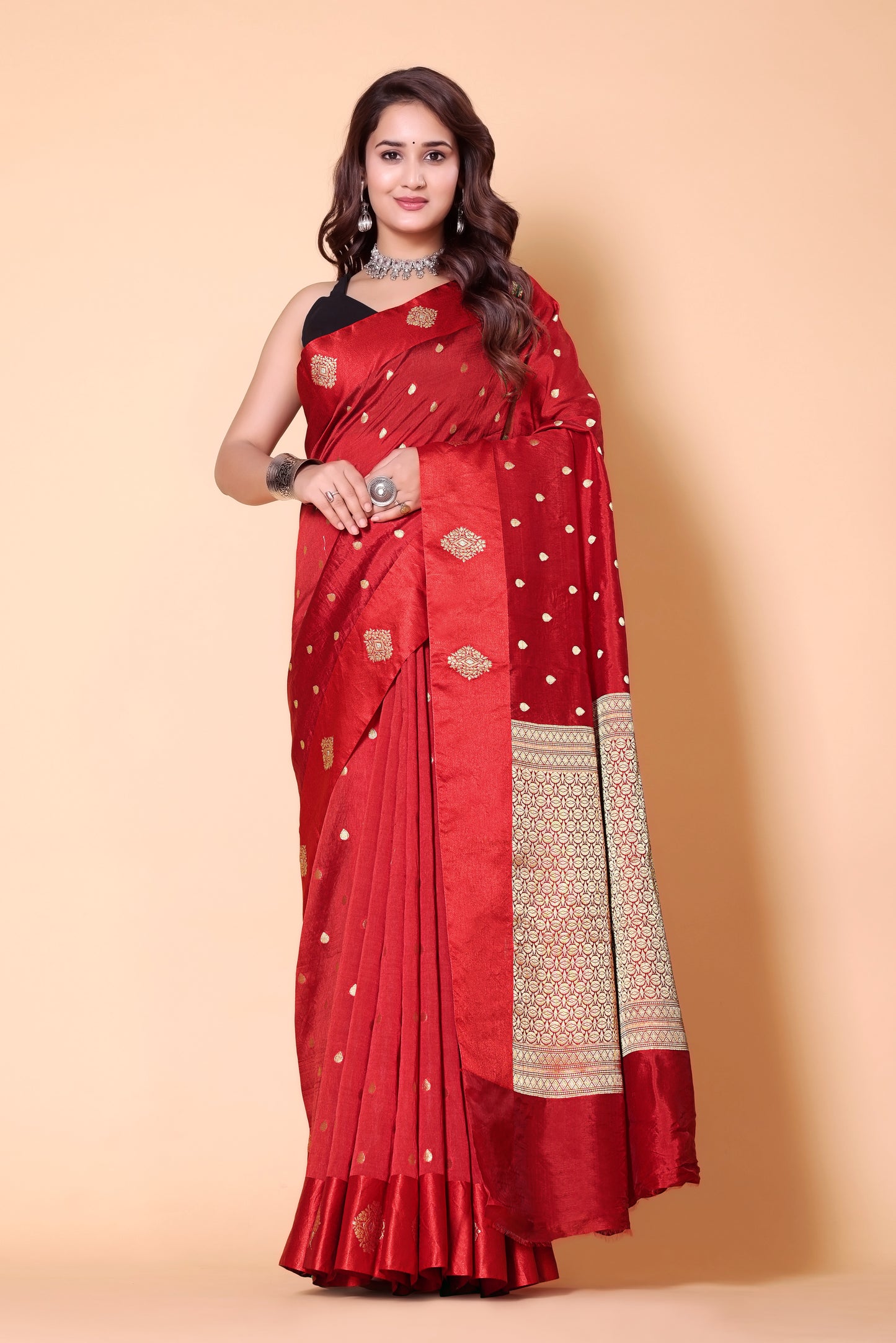 Banarasi Raw Mango Weaving Sarees - Red