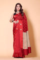 Banarasi Raw Mango Weaving Sarees - Red - AbirabyBeena