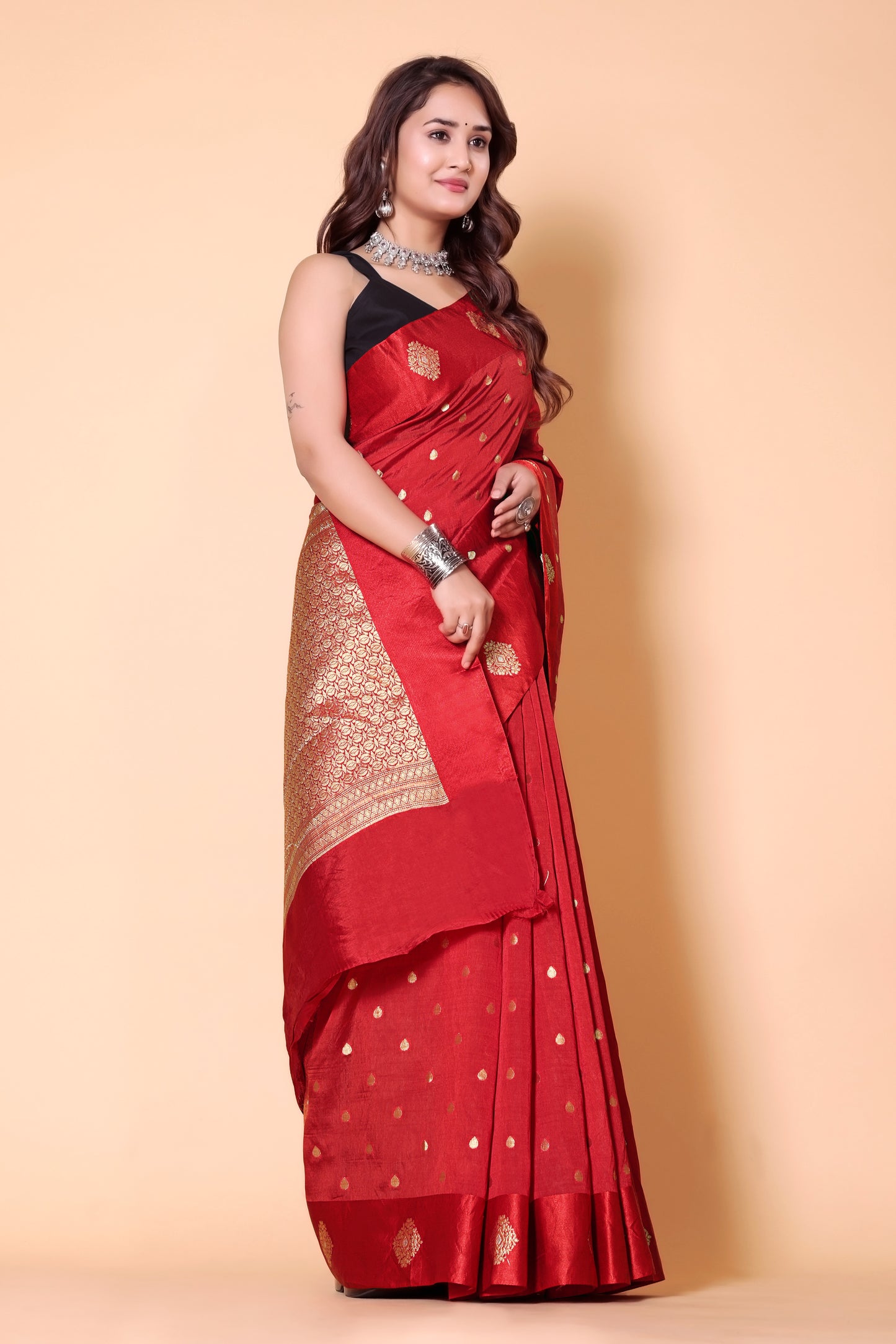 Banarasi Raw Mango Weaving Sarees - Red