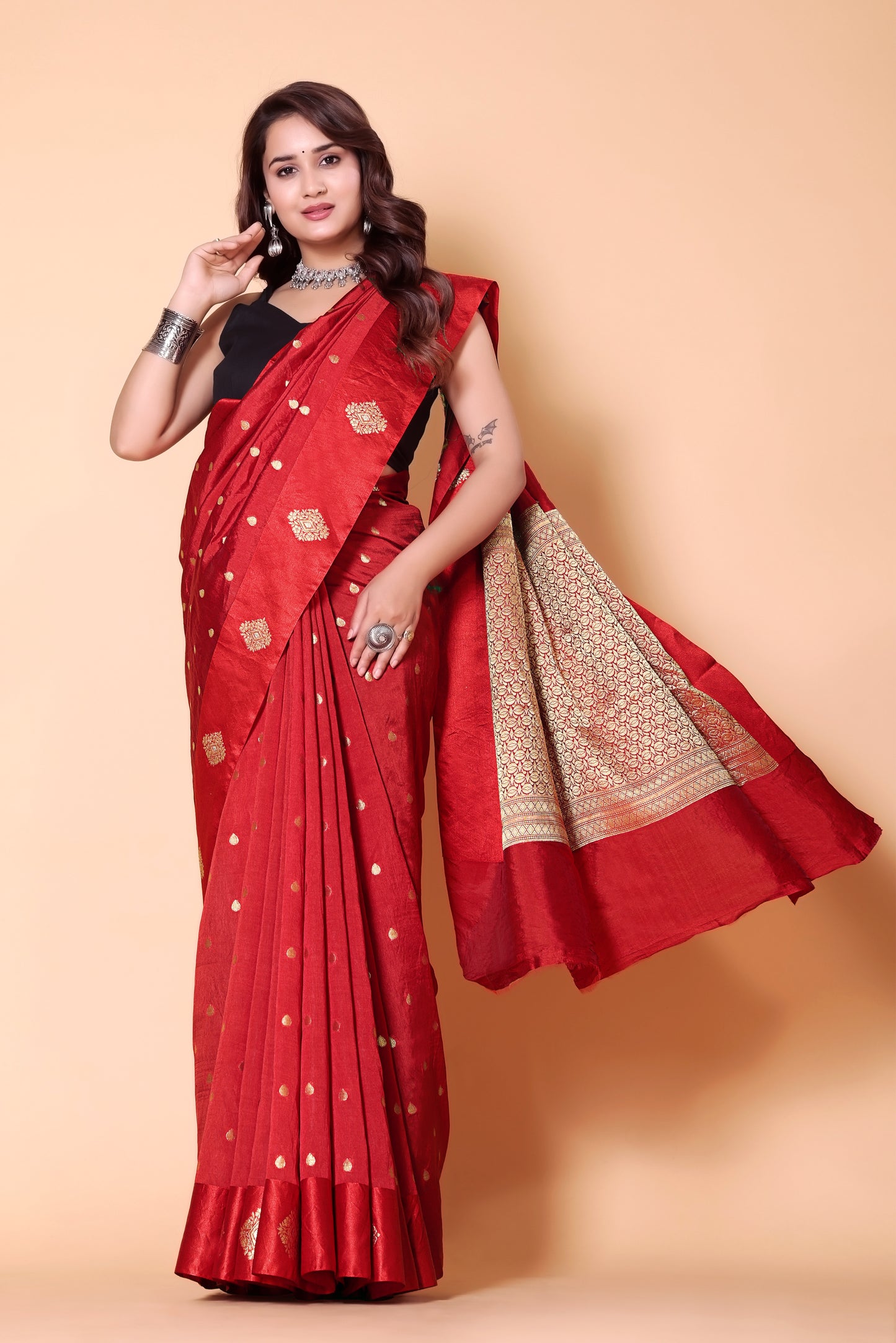 Banarasi Raw Mango Weaving Sarees - Red