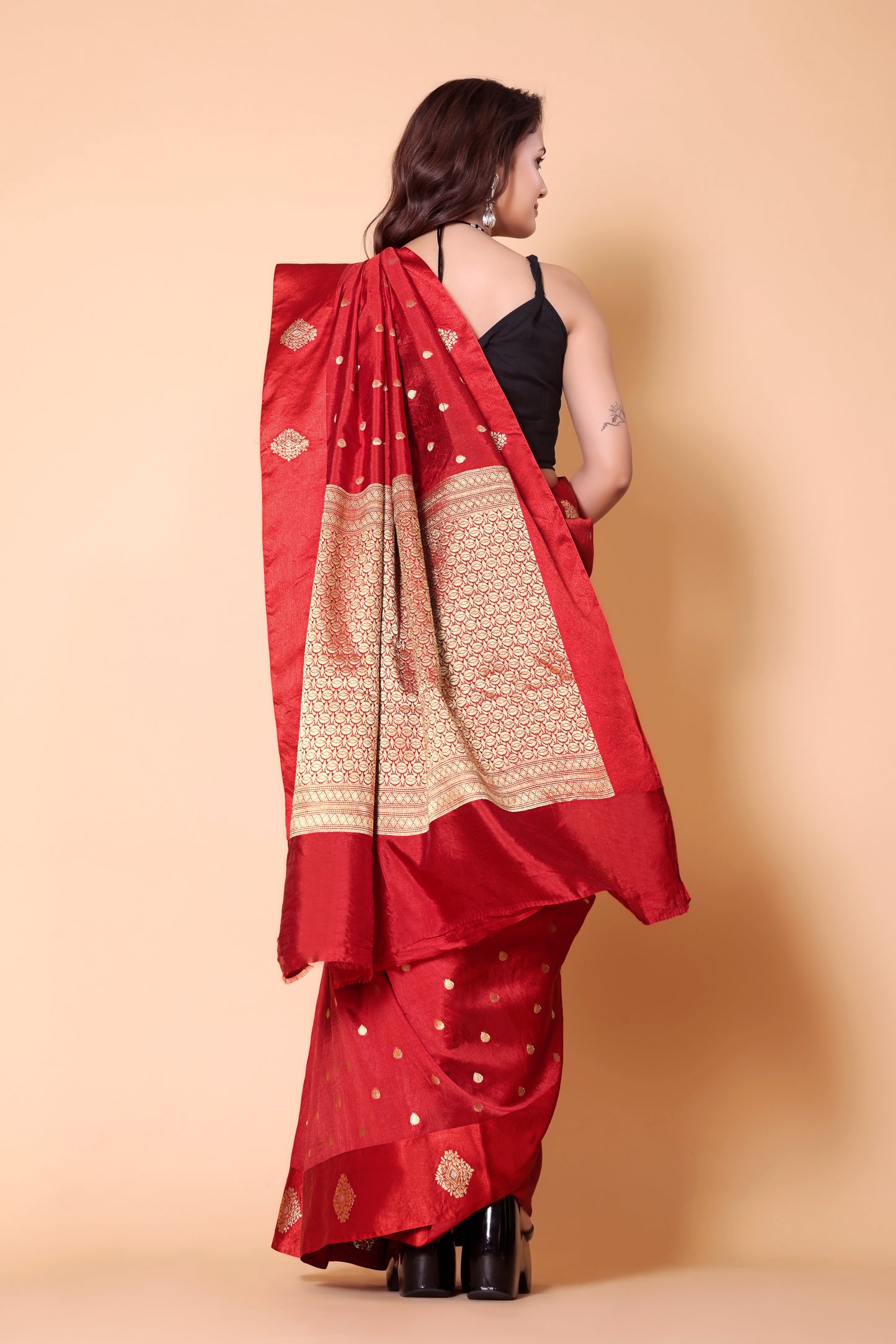 Banarasi Raw Mango Weaving Sarees - Red
