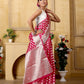 Dark Pink Banaras Kora Organza silk - AbirabyBeena