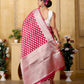 Dark Pink Banaras Kora Organza silk - AbirabyBeena