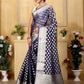 Navy Blue Banaras Kora Organza silk