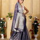 Navy Blue Banaras Kora Organza silk