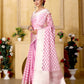 Light Pink Banaras Kora Organza silk