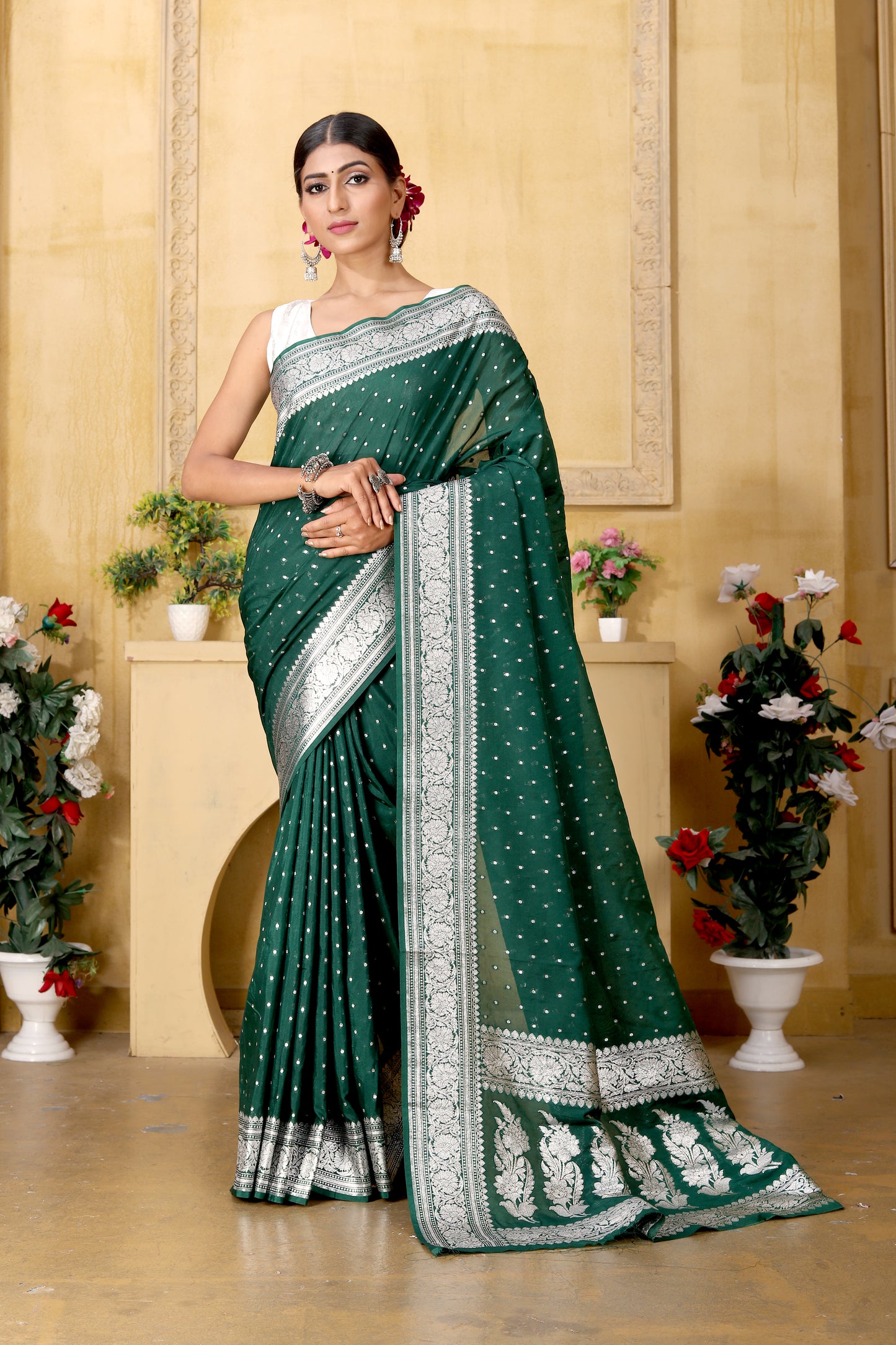Green Banaras Crepe silk