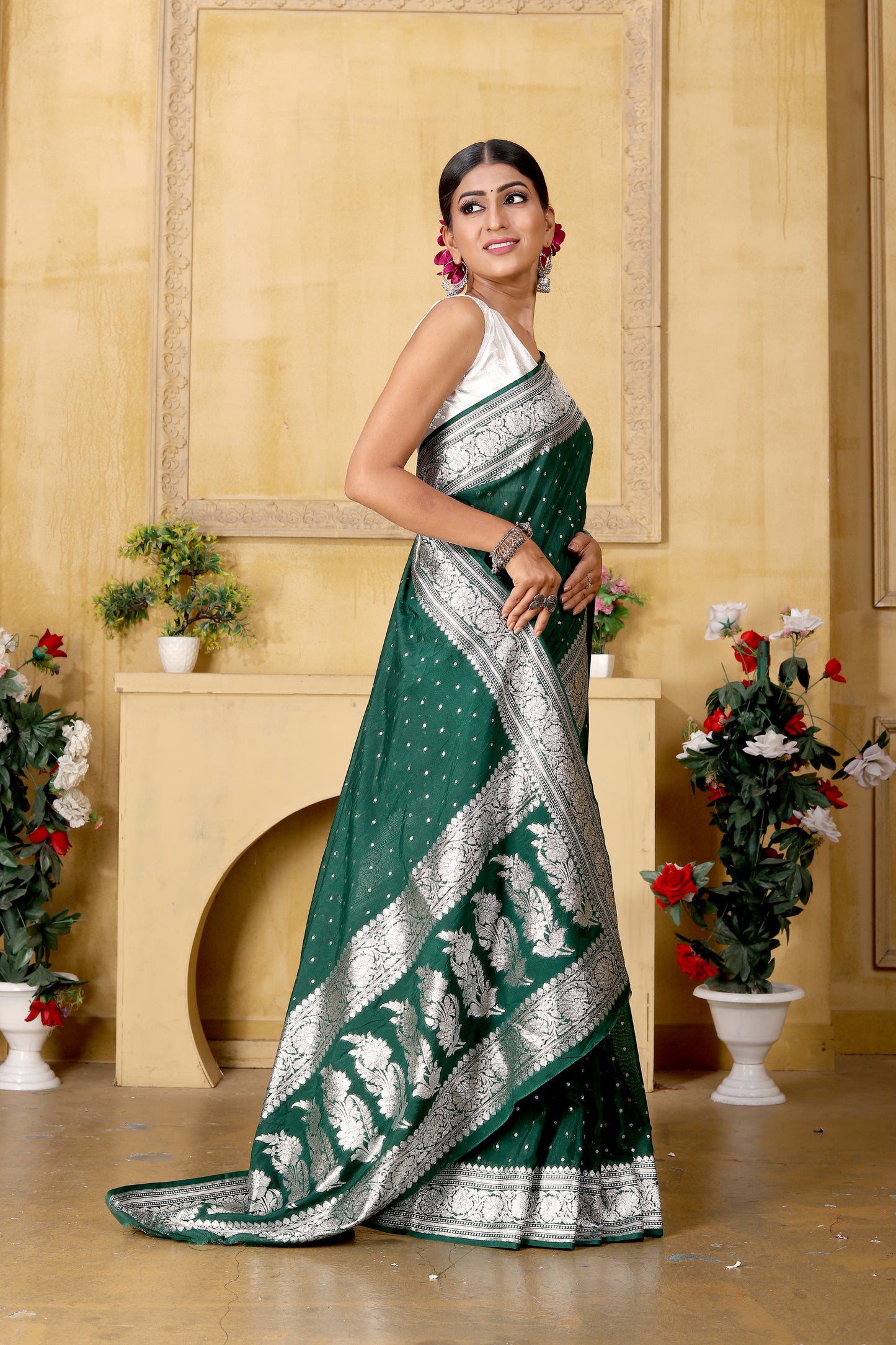 Green Banaras Crepe silk