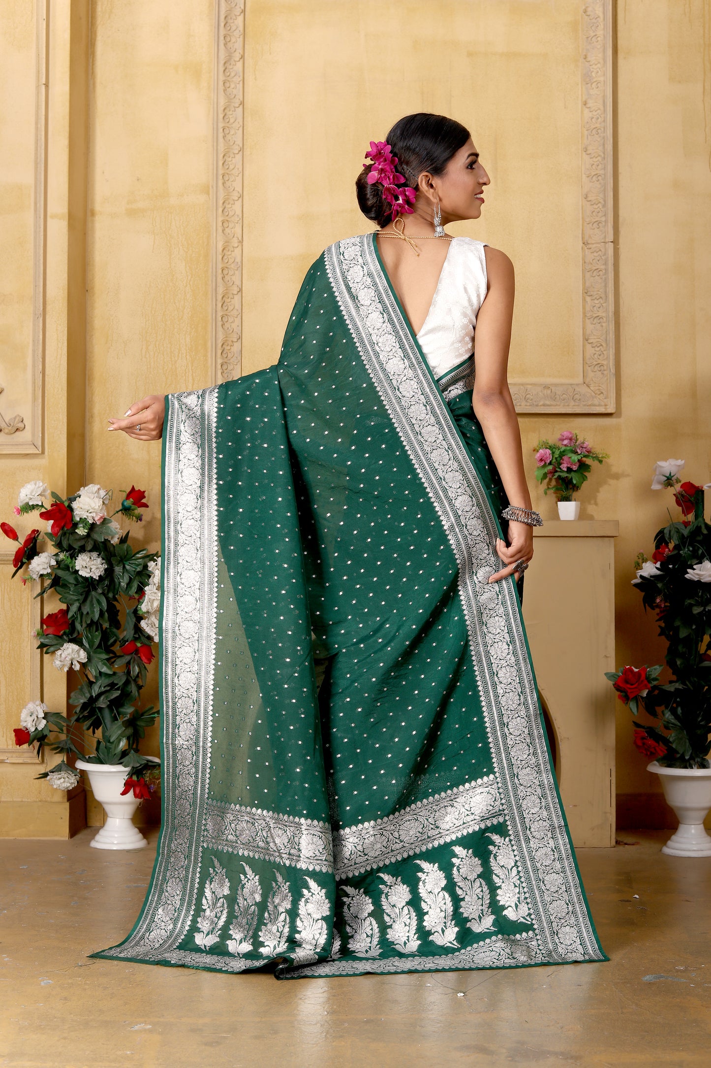 Green Banaras Crepe silk