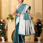 Turquoise Banaras Kora Organza silk - AbirabyBeena