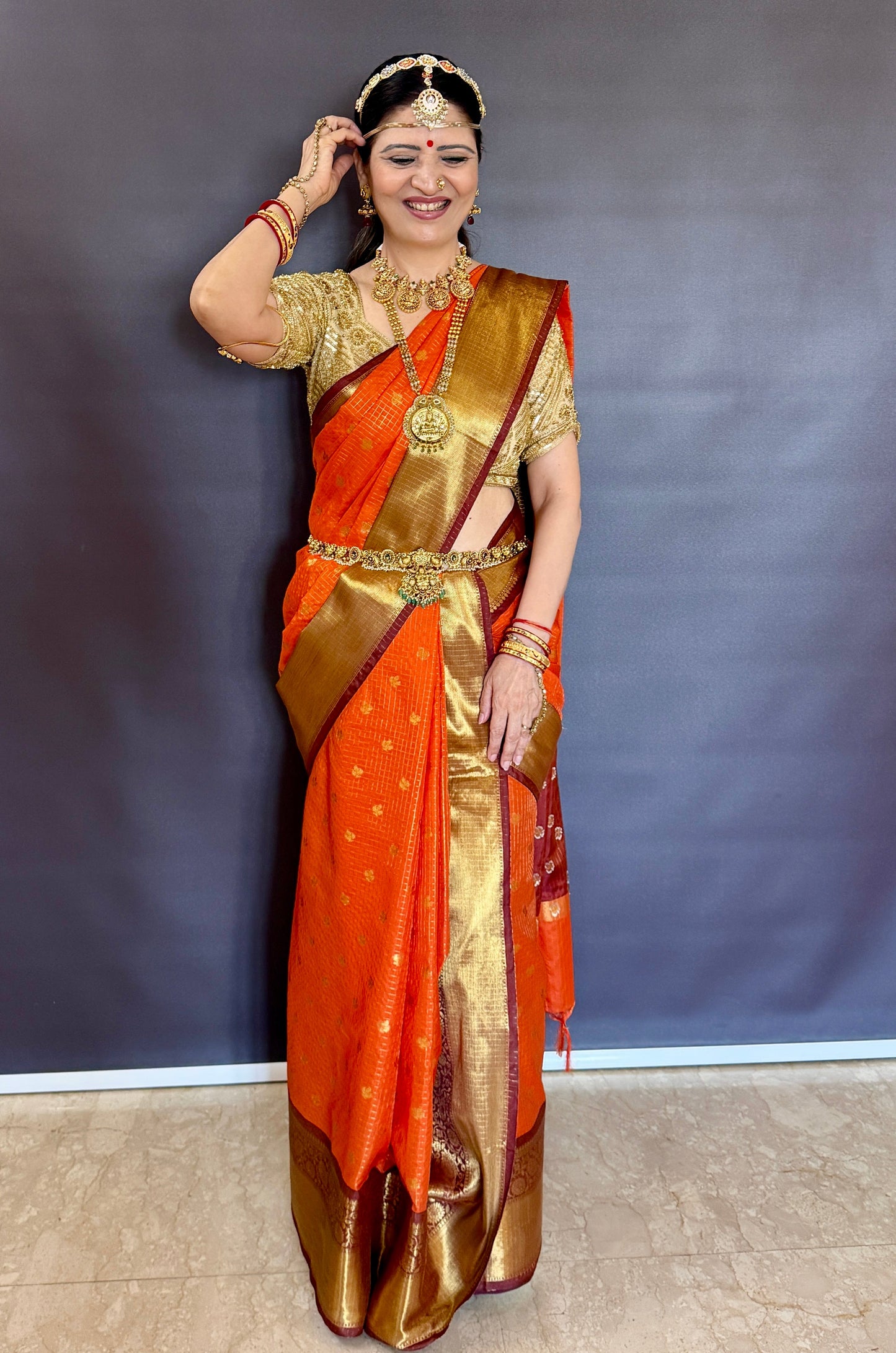 Soft Silk Saree – Vibrant Orange