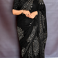 Black Mirror Work Art Silk Printed Saree