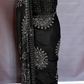 Black Mirror Work Art Silk Printed Saree