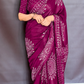 Magenta Mirror Work Art Silk Printed Saree