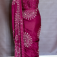 Magenta Mirror Work Art Silk Printed Saree