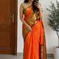Soft Silk Saree – Vibrant Orange | Gold Zari Border
