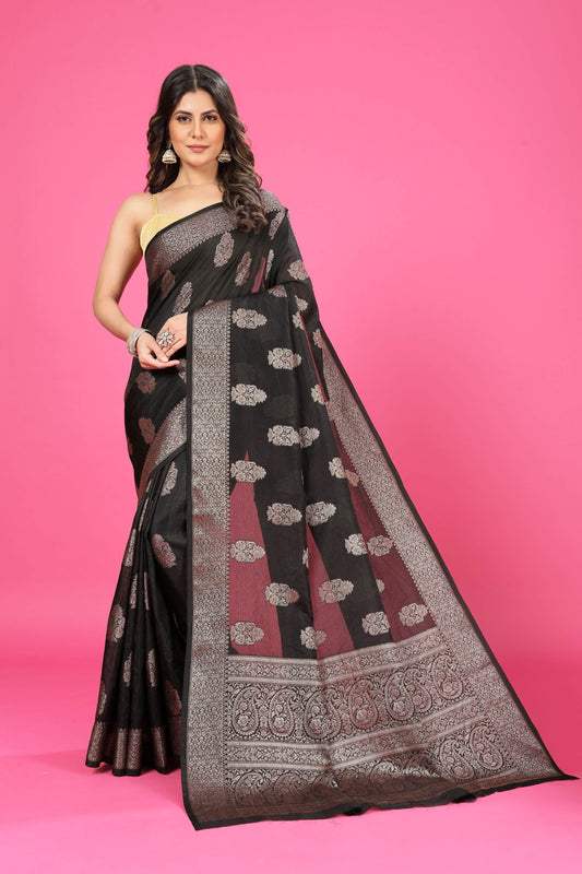 Black Banaras Crepe Silk - Heena - AbirabyBeena
