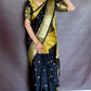 Dual Tone Soft Silk Saree – Black & Antique Gold
