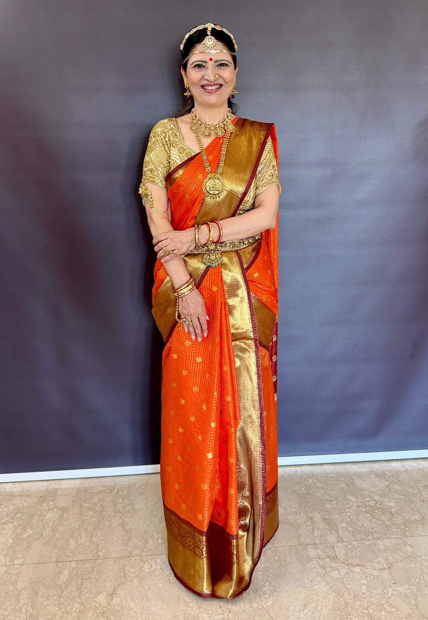 Soft Silk Saree – Vibrant Orange