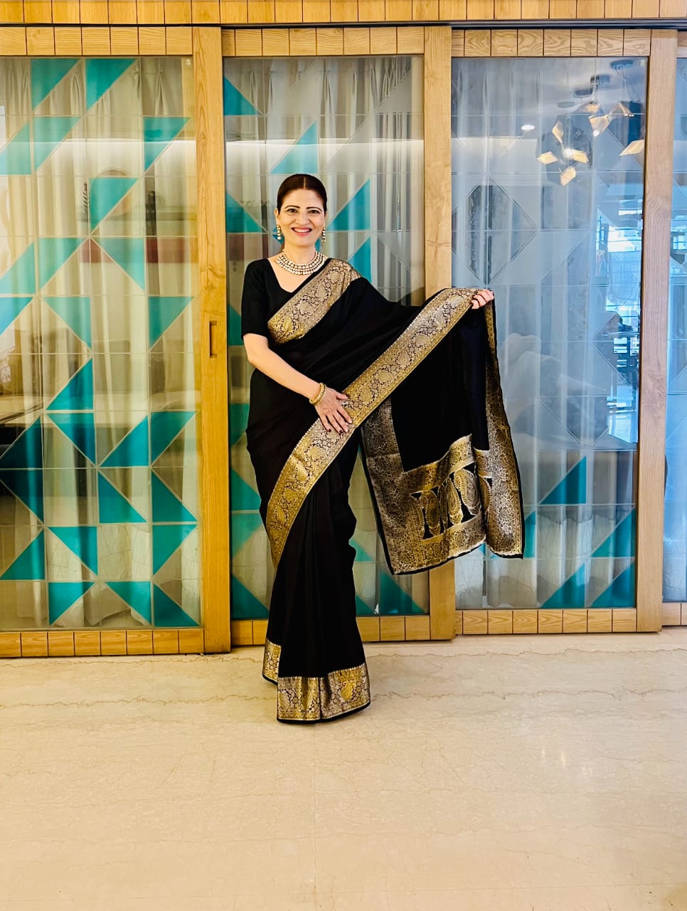 Black Banaras Chiffon silk - Shruti