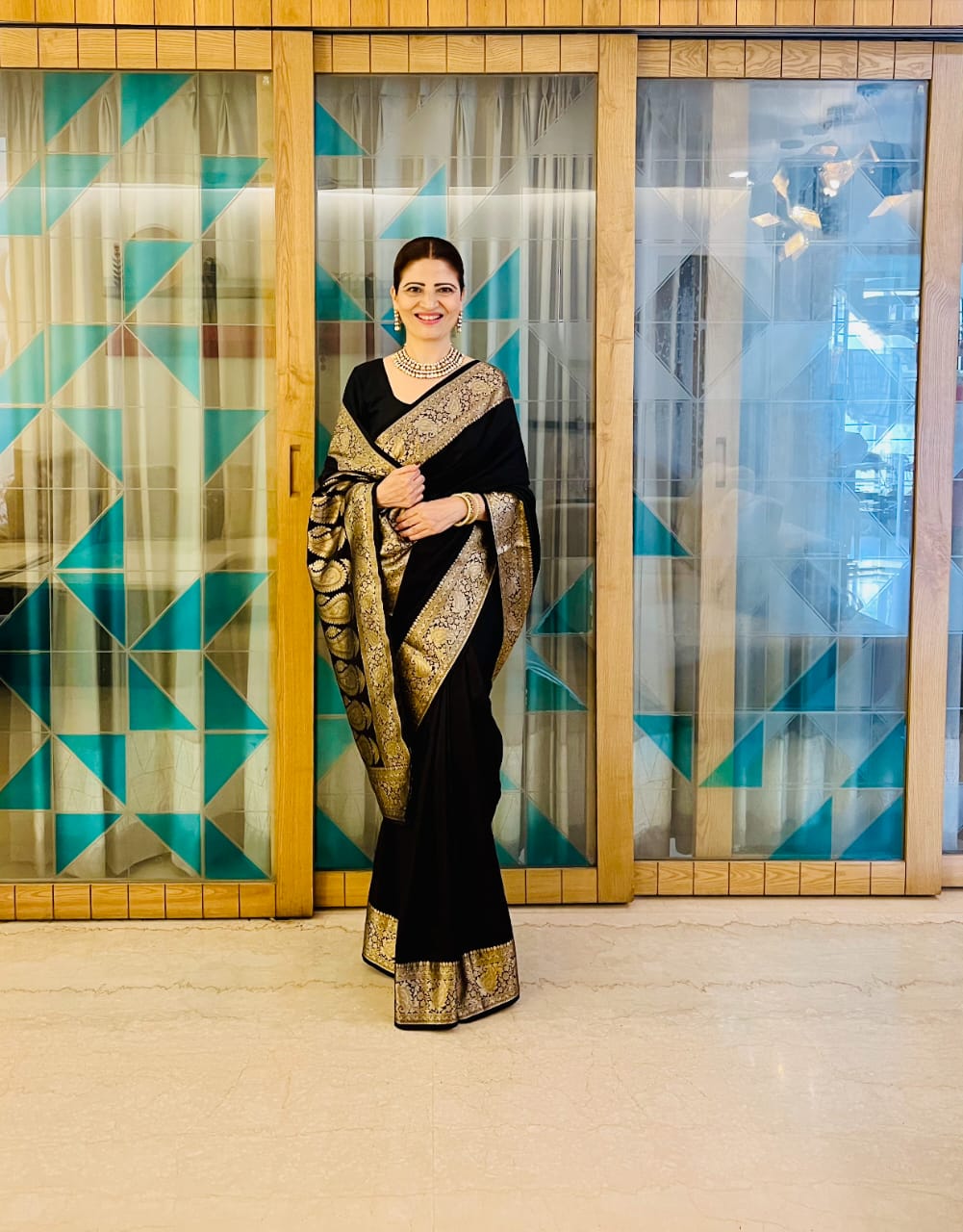 Black Banaras Chiffon silk - Shruti