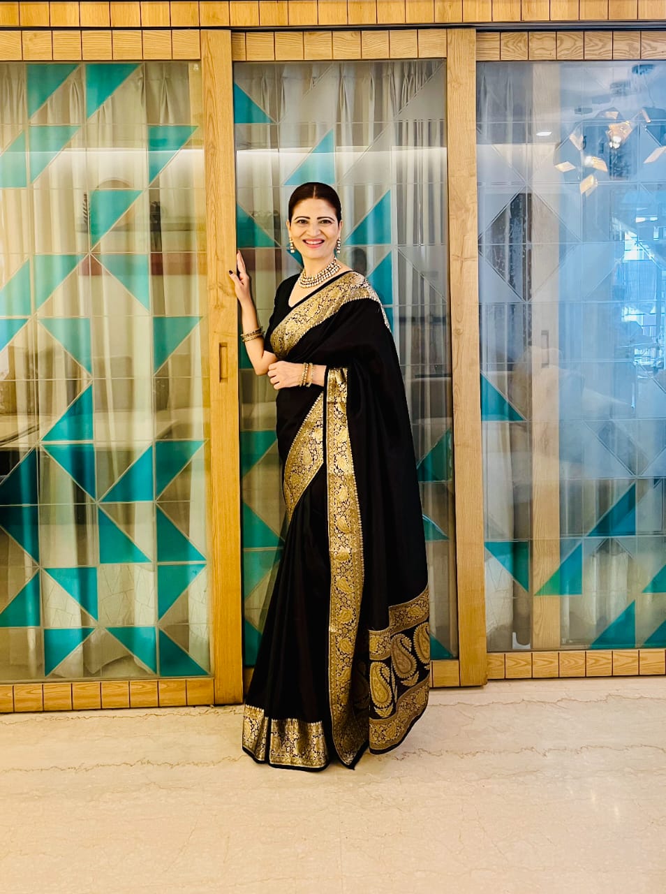 Black Banaras Chiffon silk - Shruti