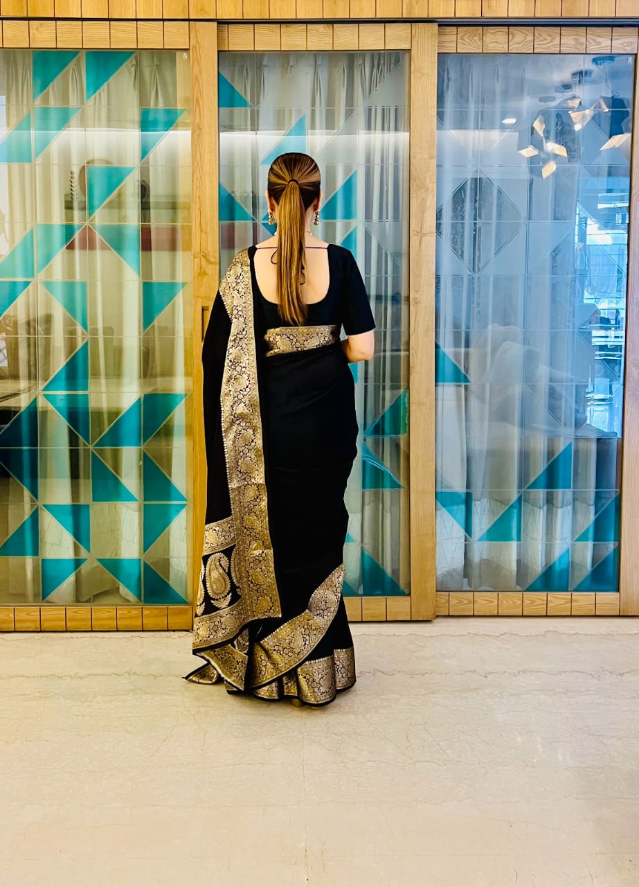 Black Banaras Chiffon silk - Shruti