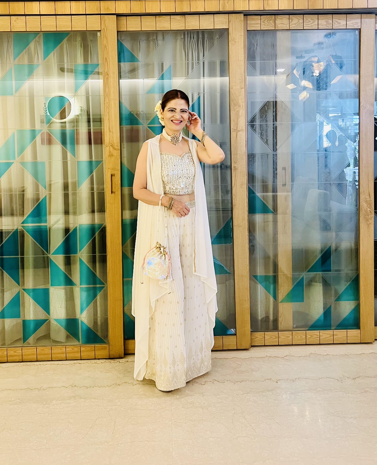 Pristine Elegance: Exquisite Embroidered White Sharara Suit Set for Women