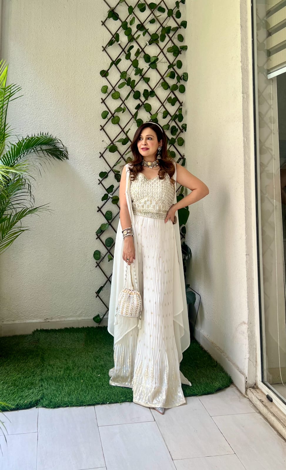 Pristine Elegance: Exquisite Embroidered White Sharara Suit Set for Women