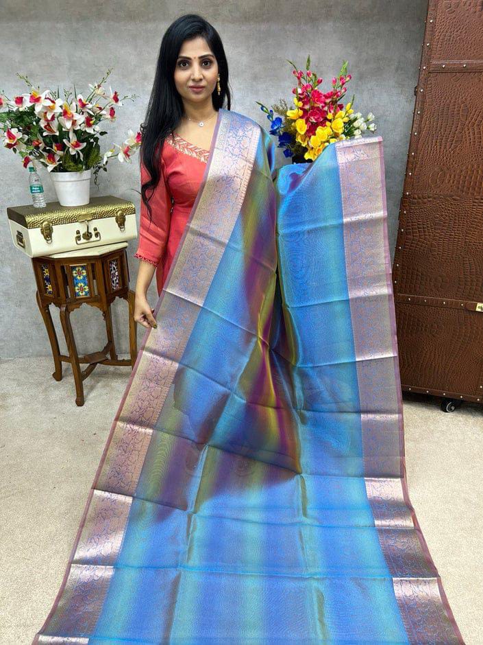 Ombre TISSUE silk Saree - Blue