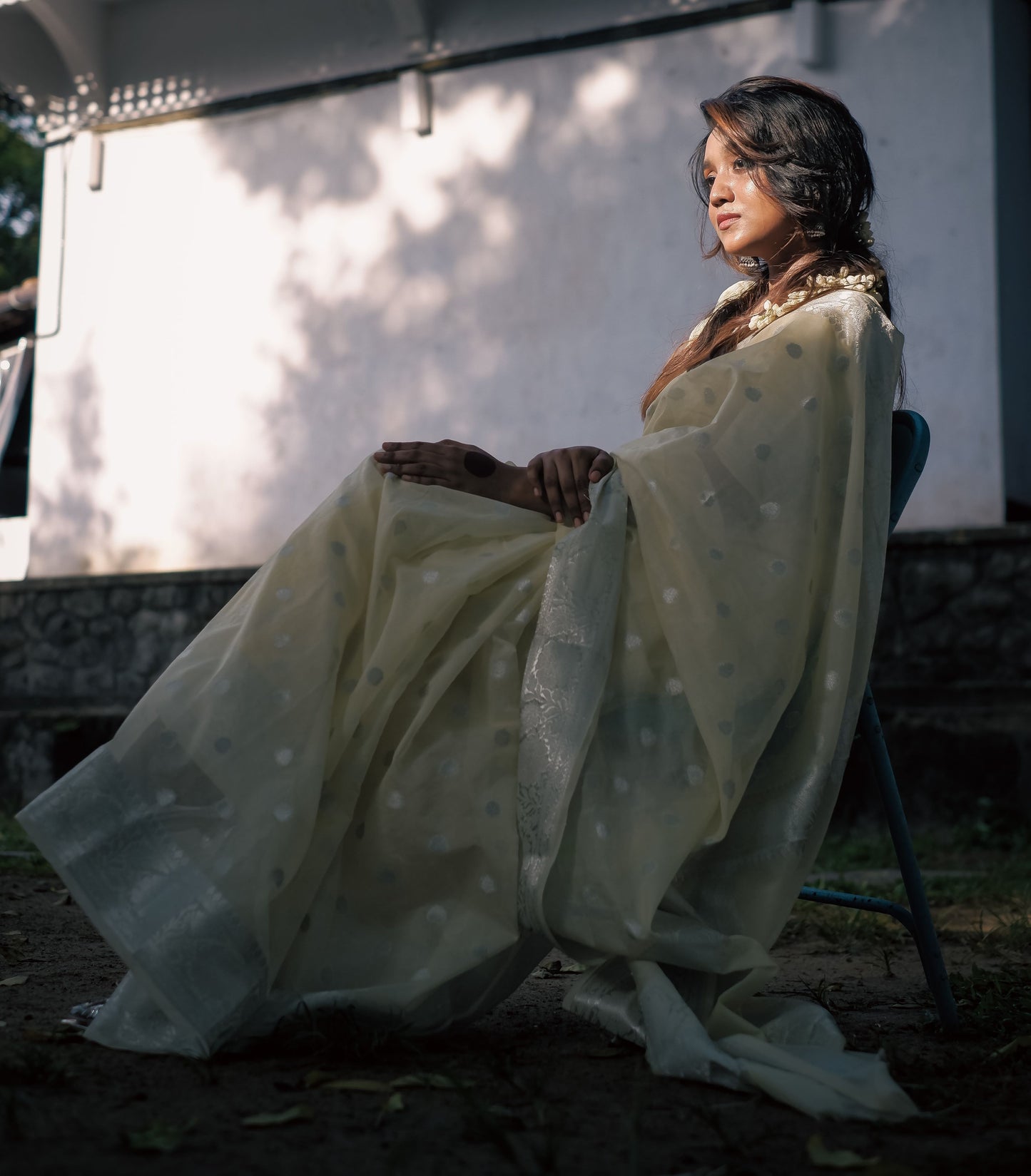 Cream Banaras Soft Georgette silk - AbirabyBeena