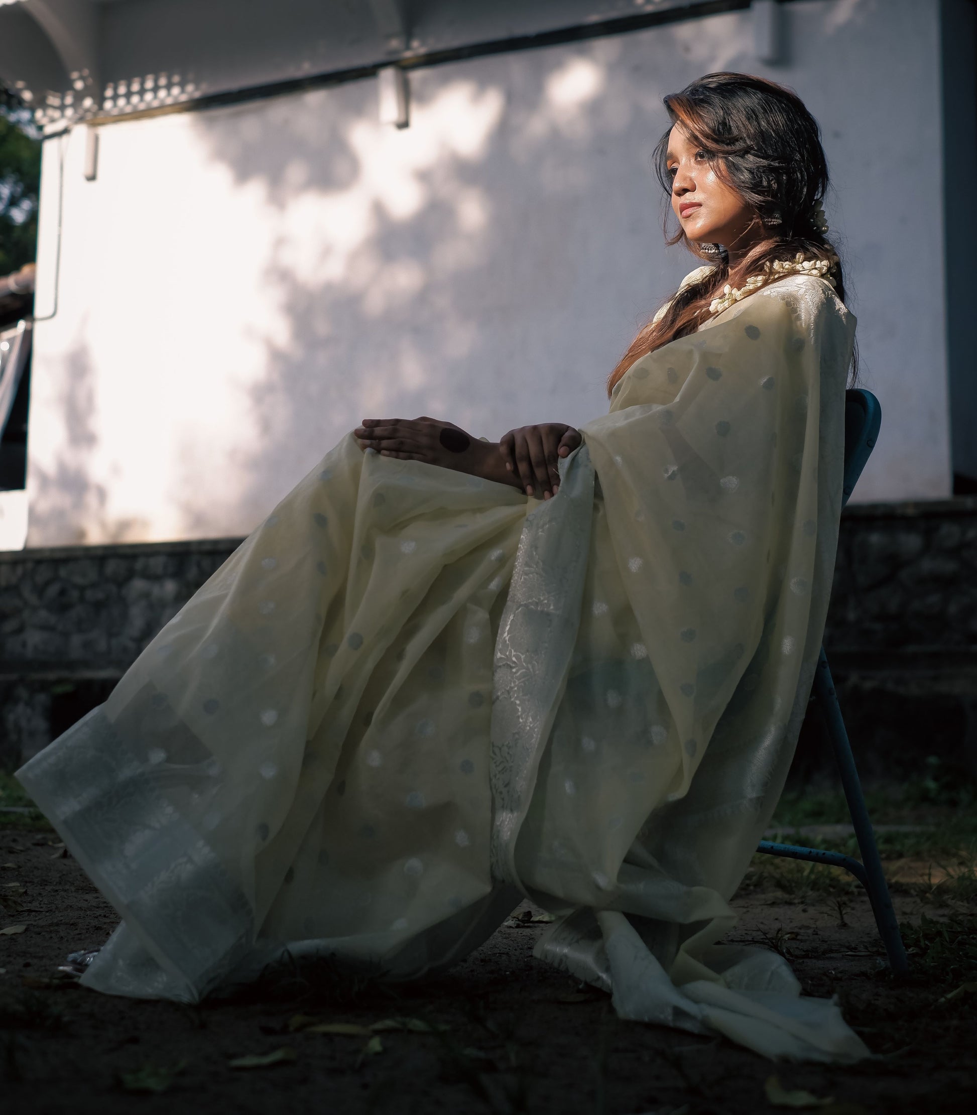 Cream Banaras Soft Georgette silk - AbirabyBeena