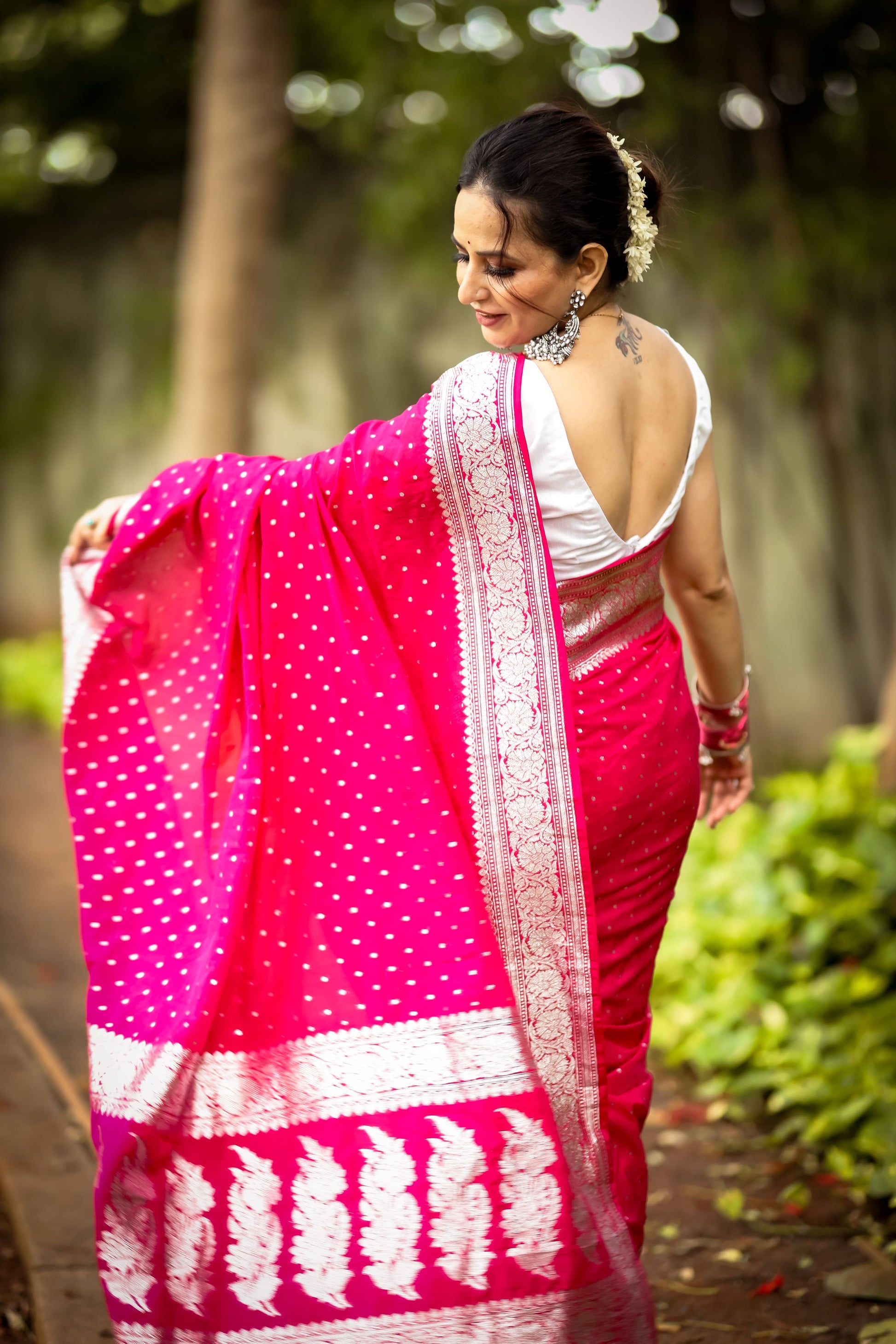 Dark Pink Banaras Crepe silk - AbirabyBeena