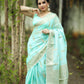Sky Blue Banaras warm silk - AbirabyBeena