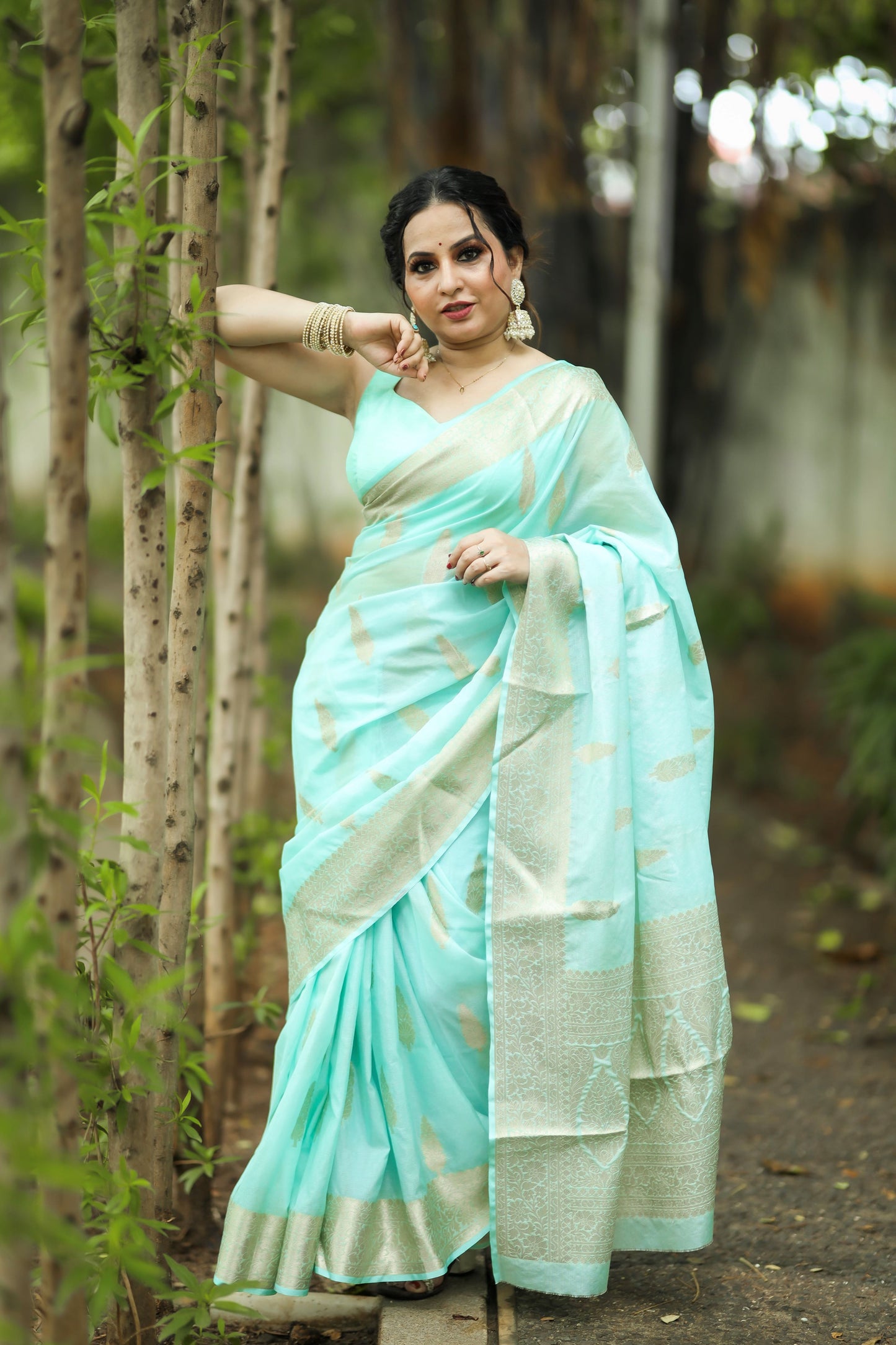 Sky Blue Banaras warm silk