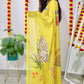 Printed Chiffon Saree - lemon yellow