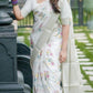 White minakari Banaras Crepe silk