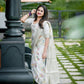White minakari Banaras Crepe silk