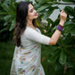 White minakari Banaras Crepe silk