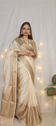 Cream Skirt Border Banaras warm silk - AbirabyBeena