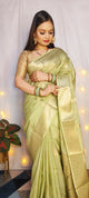 Pastel Parrot Green Banaras warm silk - AbirabyBeena