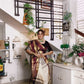 Checks Grey Soft Silk Saree with Maroon Border