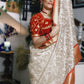 Ivory Embroidered Tissue Silk Saree - Red Border