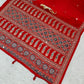 Red Broad Border Ajrakh Print & Mirror Work