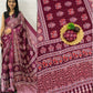 Wine Ajrakh Elephant Print Saree with Real Mirror Work