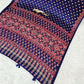 Navy Blue Ajrakh Print Saree with Real Mirror Work