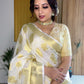 White Butta Banaras Crepe silk - AbirabyBeena