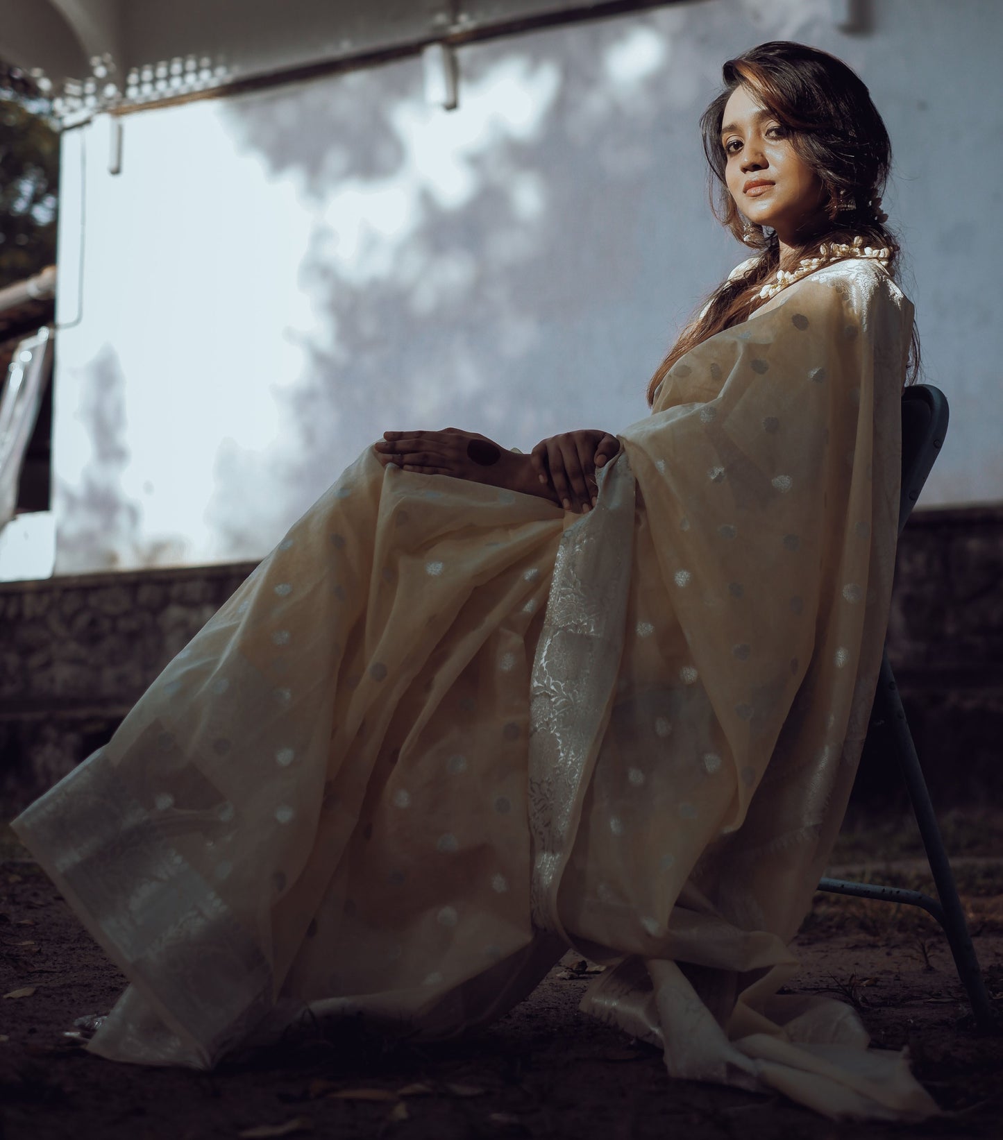 Cream Banaras Soft Georgette silk - AbirabyBeena